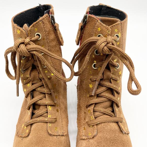 Sorel Emelie Combat Boot Womens 5 Waterproof Suede Gold Stars Boho Fairy Grunge - Picture 4 of 13